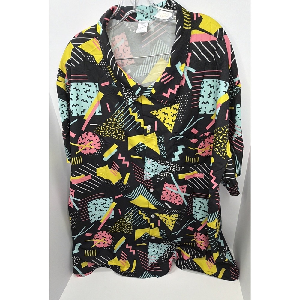 Mens Abstract Shirt Geometric Saved By The Bell Theme Size 3XL - '90s Party Look - Picture 11 of 14